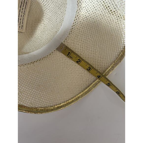 Ribbon Sonni Hat Natural Straw With Gold Bow Fabric cloche Style Sun Hat main image 9
